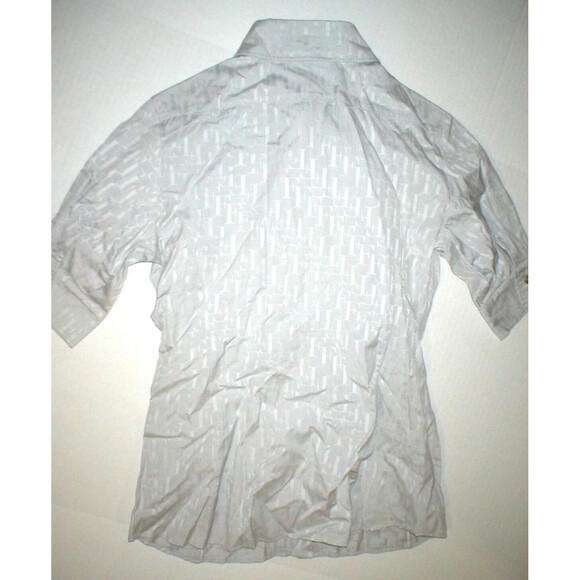 New NWT Womens 4 Ferre Logo Blouse Top Button Down IT 40 Italy Light Gray SS - Picture 4 of 6